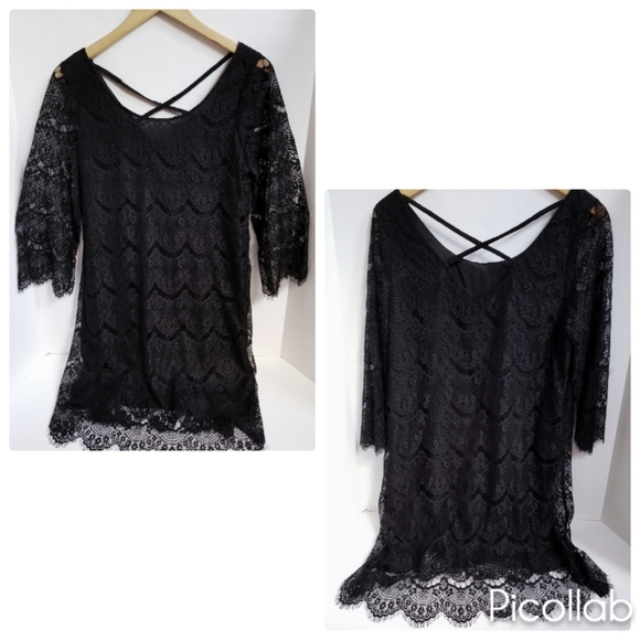 "Gentle Fawn" Black Lace Slip Dress - Picture 2 of 5